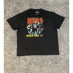 Kiss World Tour '77 Shirt Men Large Short Sleeve Graphic Rock Band Concert Tee